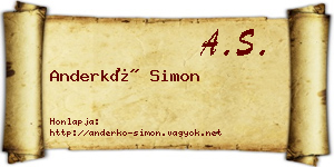Anderkó Simon névjegykártya